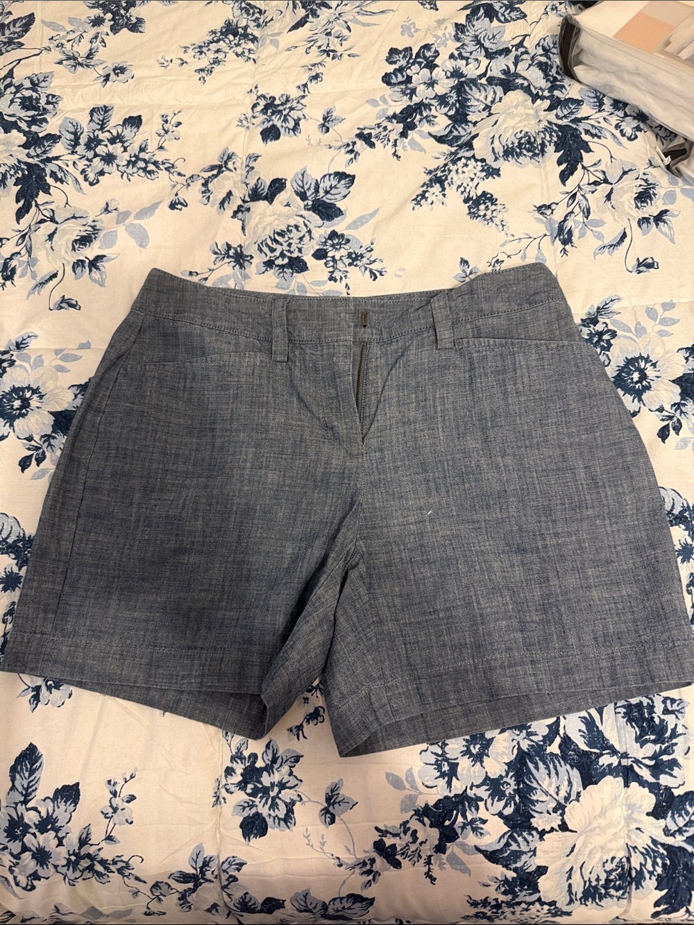 Lands' End Women's Chambray-Look Tailored Shorts - Denim Blue